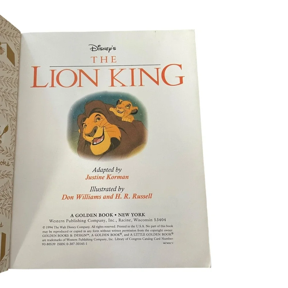 Disney's The Lion King A Little Golden Book 1994 Hardcover Justine Korman